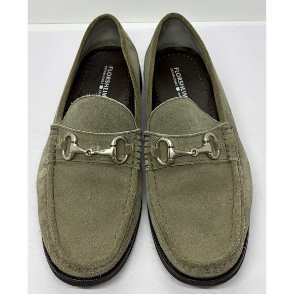 Florsheim Tuscany Bit Gray Suede Slip On Loafers Mens 8.5 EEE Triple Wide in Box - Picture 2 of 8